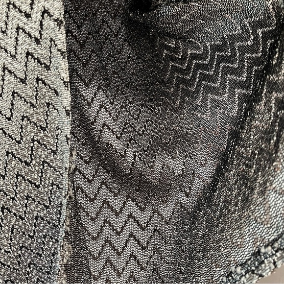 Vtg DIVINE Tunic Top Metallic Silver Chevron Cut-Out Design Disco Flowy Size 3XL - Picture 13 of 16